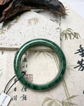 Deep Green Natural Jadeite Bangle Bracelet, Rich Moss‑Green Solid Jade Bangle for Women