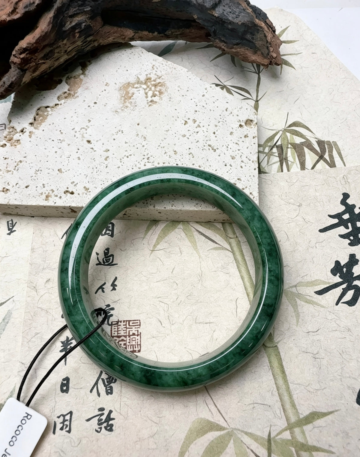 Deep Green Natural Jadeite Bangle Bracelet, Rich Moss‑Green Solid Jade Bangle for Women