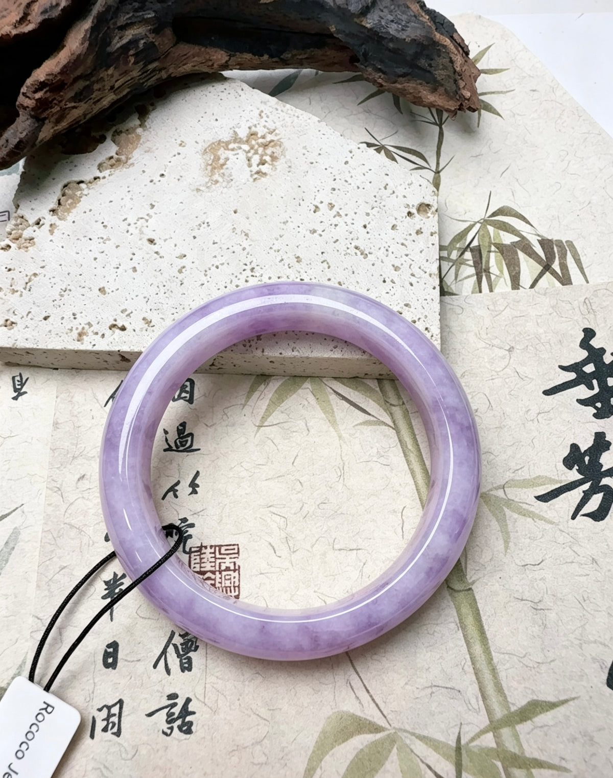 Lavender Purple Energy Stone Bangle, Natural Violet Crystal Bracelet for Good Fortune & Noble People Luck