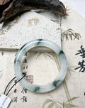 Natural Ice‑Type Floating Green Jade Bangle | Chinese Feng Shui Bracelet for Calm Mind & Good Luck